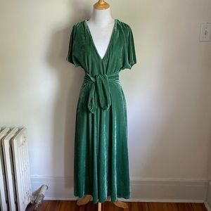 Zara | Velvet Deep-V Dress